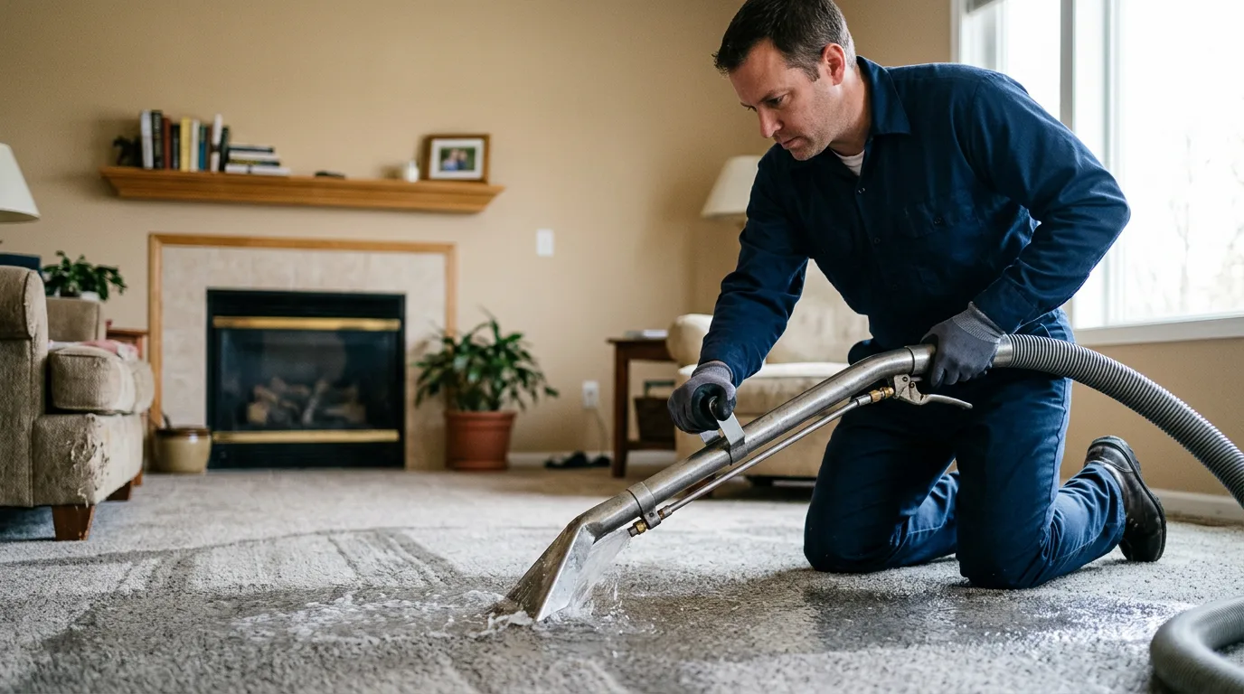 Water damage restoration technician working near Deptford, NJ